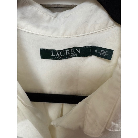 LAUREN Ralph Lauren Women's Creamy White Viscose Long Sleeve Button Down Blouse - Picture 3 of 8